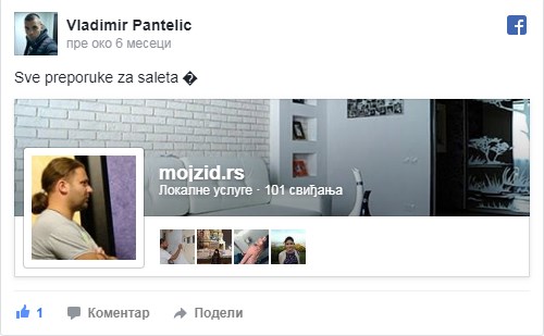 Vladimir Pantelic facebook testemonial